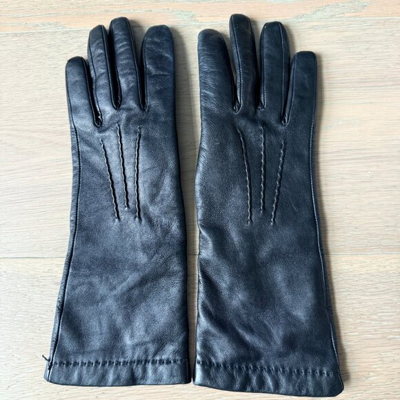 COACH Black 100% Leather Gloves Cashmere Lined Size 7 Gorgeous Vintage - Picture 4 of 11